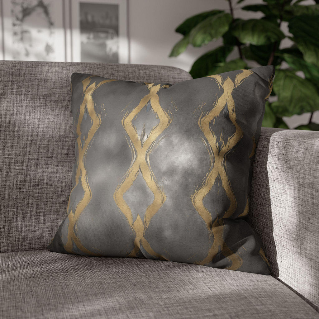 Gray & Gold Abstract Pillow Cover: Modern Glam Decor