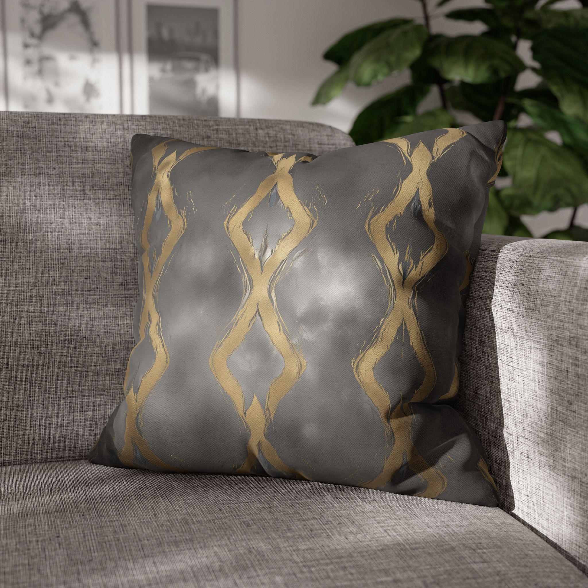 Gray & Gold Abstract Pillow Cover: Modern Glam Decor
