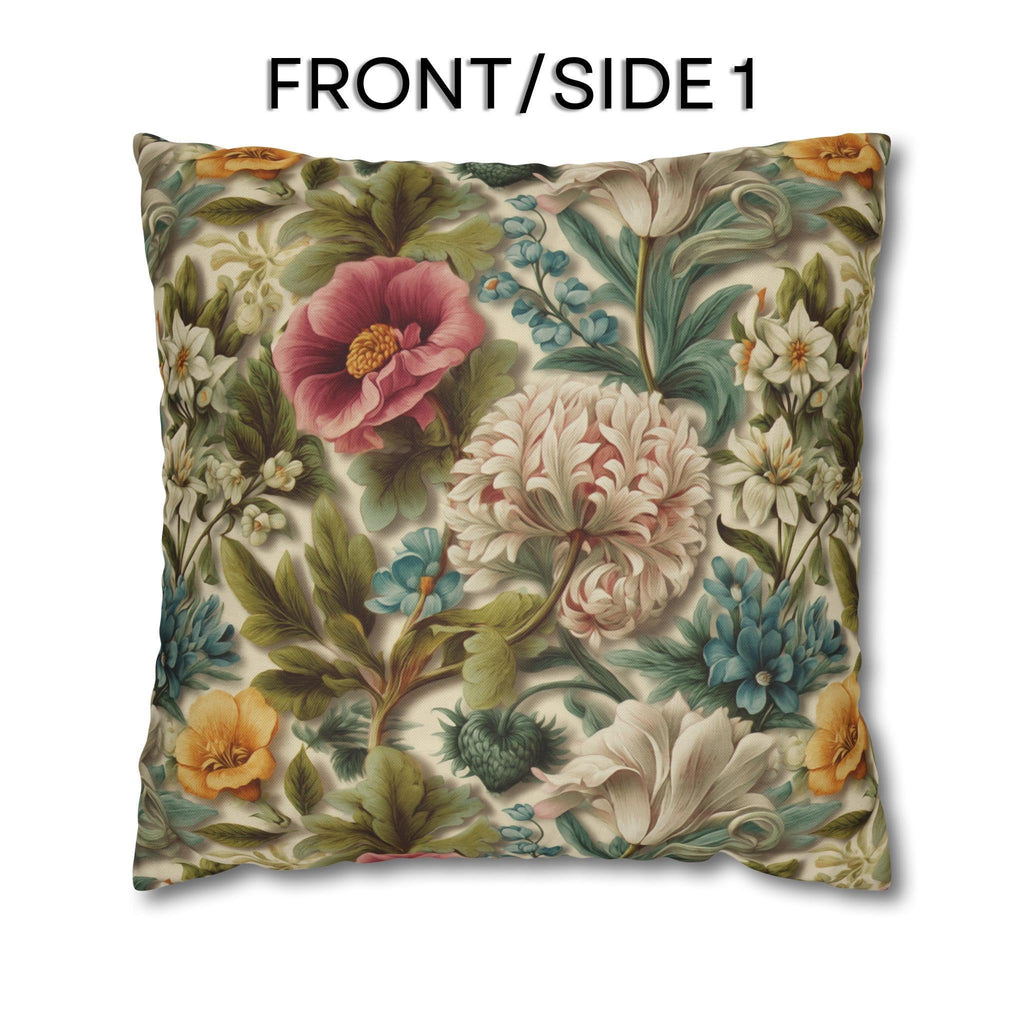 Watercolor Pastel Floral Pillow Cover:  Botanical Spring Garden Sage Pink Blue