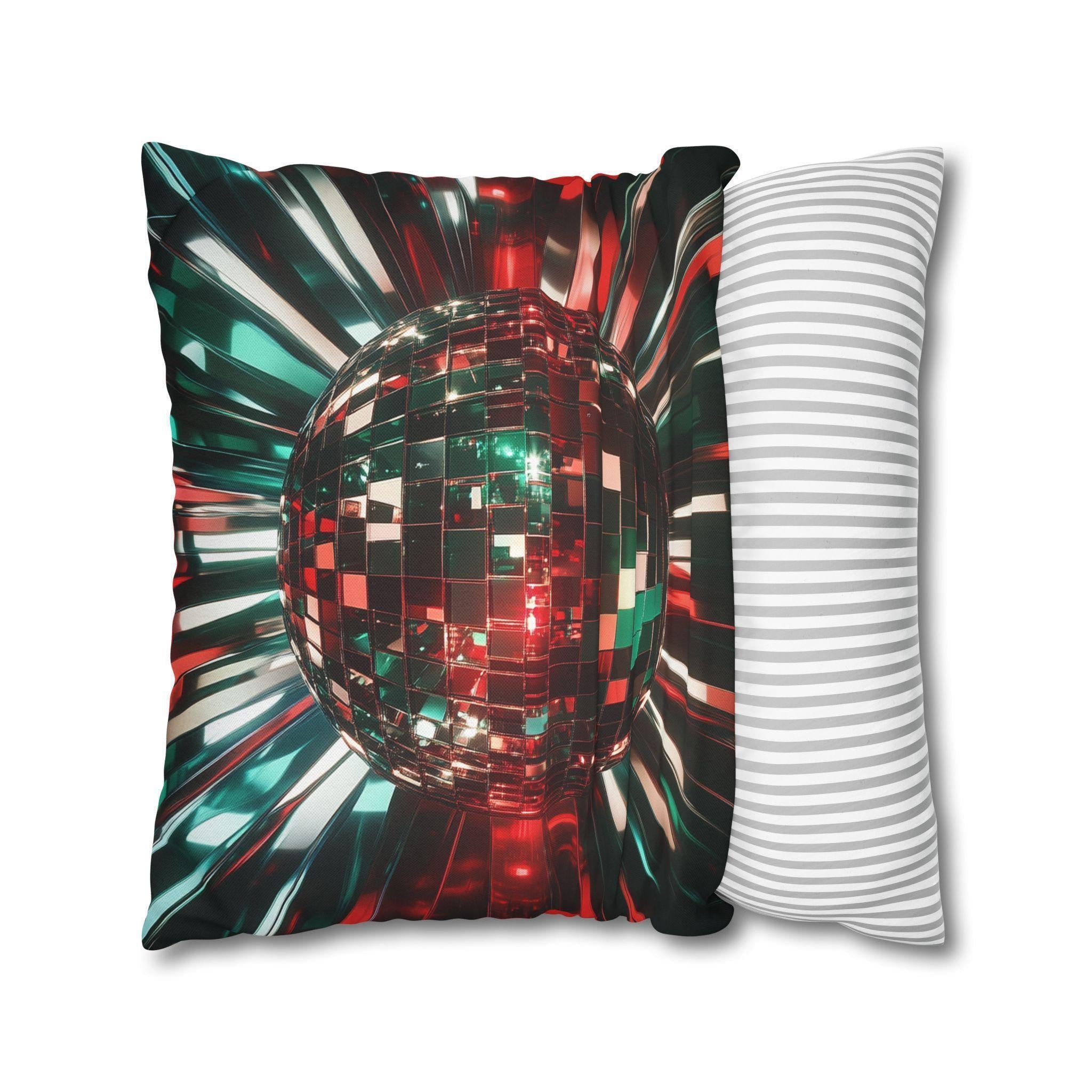 Retro Disco Ball Pillow Cover, Vibrant New Year's Eve Decor