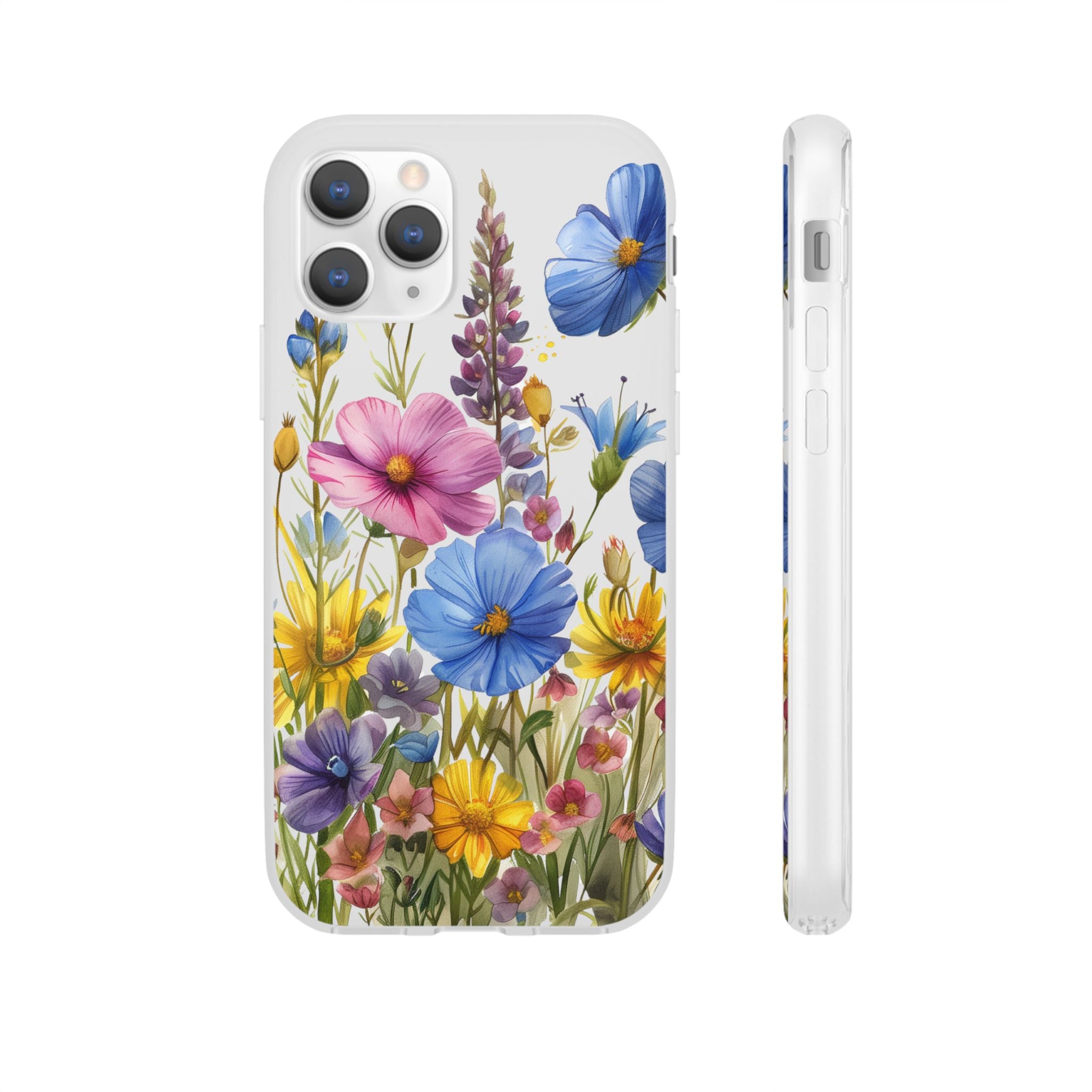 Floral Phone Case: Slim Matte TPU Cover, Wildflower Garden