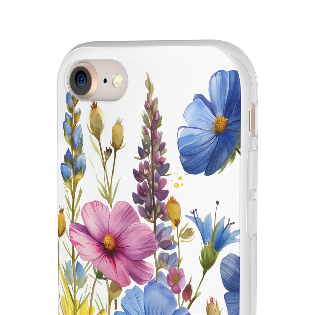 Floral Phone Case: Slim Matte TPU Cover, Wildflower Garden