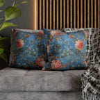 Chinoiserie Pillow Cover: Vintage Inspired Floral Peonies on Blue