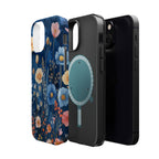 Blue Wildflower MagSafe iPhone Case: Dreamy Floral Design 14 15 16 Pro Plus Max