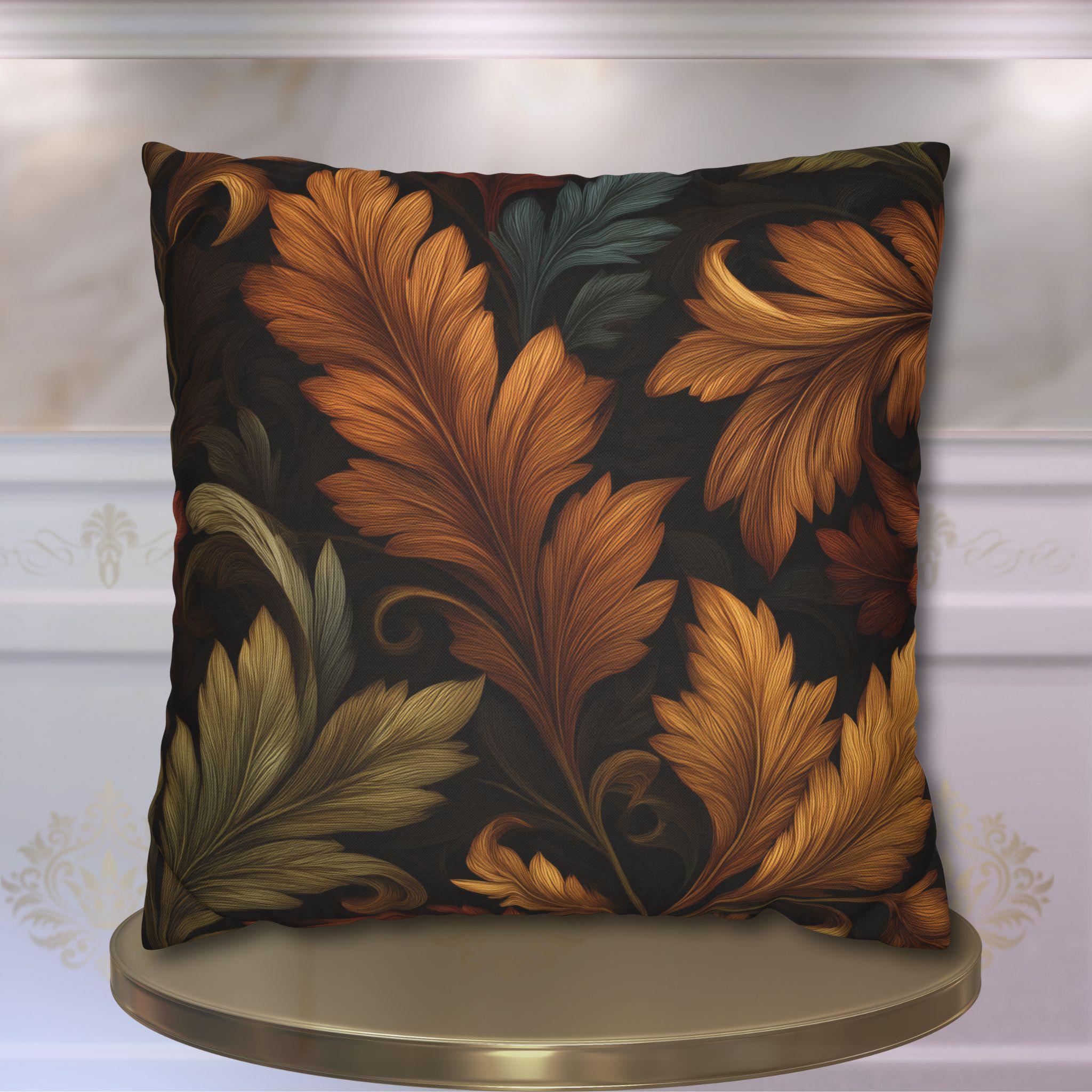 William Morris Autumn Leaves Tapestry Pillow Cover: Vintage-Inspired Dark Fall Cushion Decor