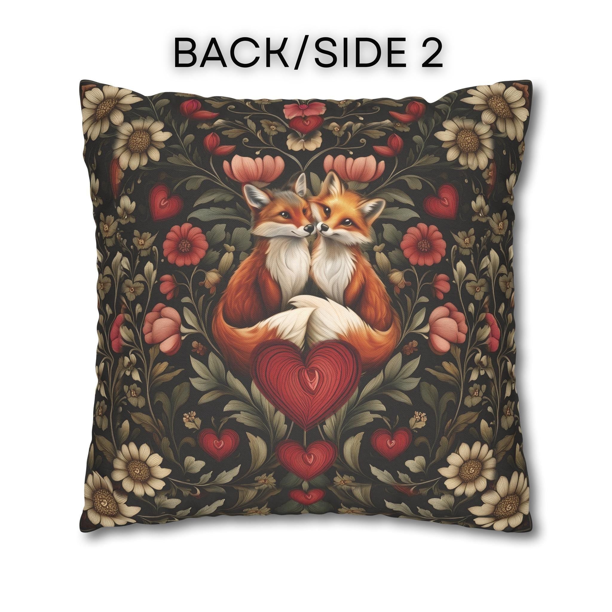 Fox Love William Morris Inspired Pillow Cover: Romantic Vintage Style Decor