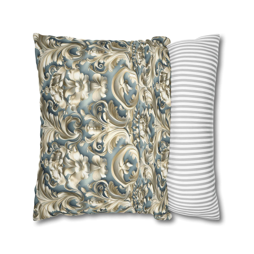 Rococo Floral Scrollwork Pillow Cover, Luxury Cream Ivory Design