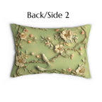 Lumbar Pillow: Chinoiserie Birds and Flowers - Pastel Sage Green