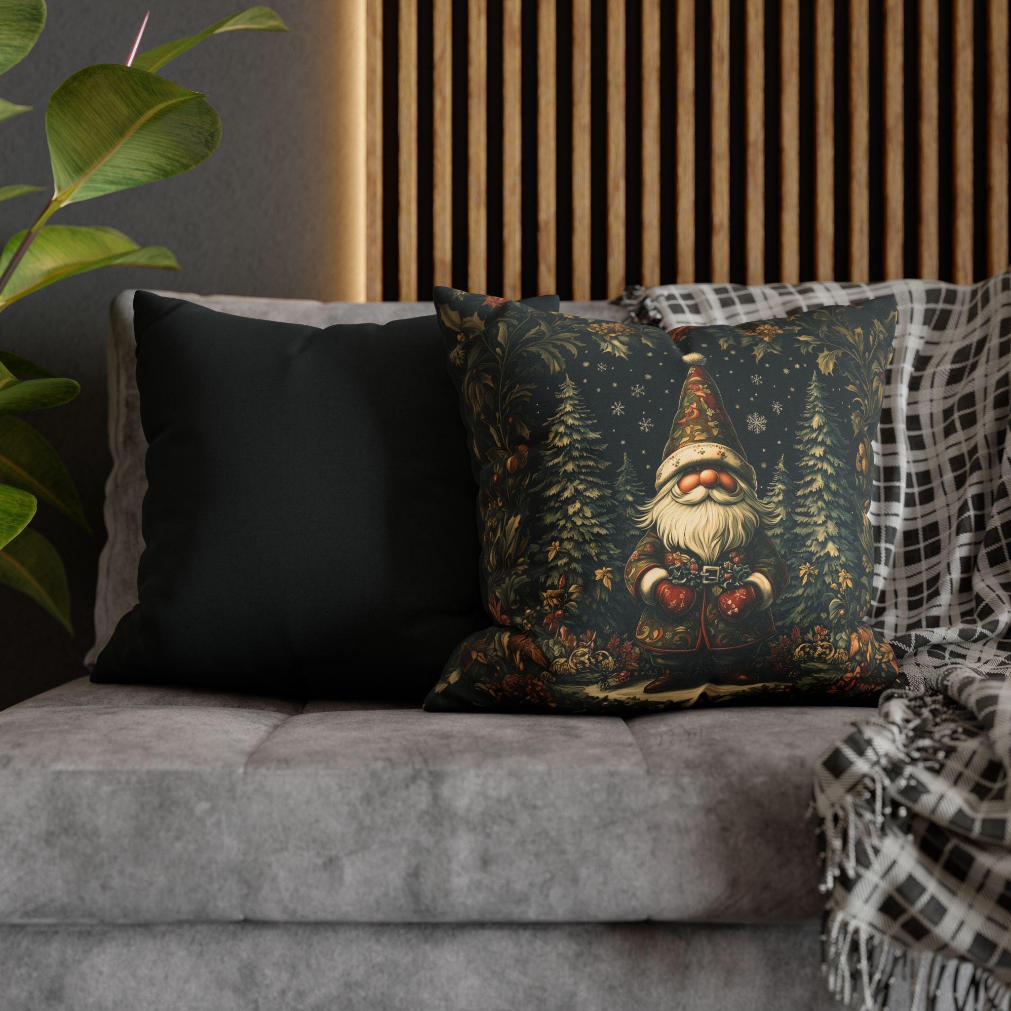 William Morris Christmas Gnome Pillow Cover: Festive Holiday Decor