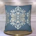 Elegant Teal Damask Pillowcase: Baroque-Inspired Floral Cushion Cover for Luxurious Home Decor