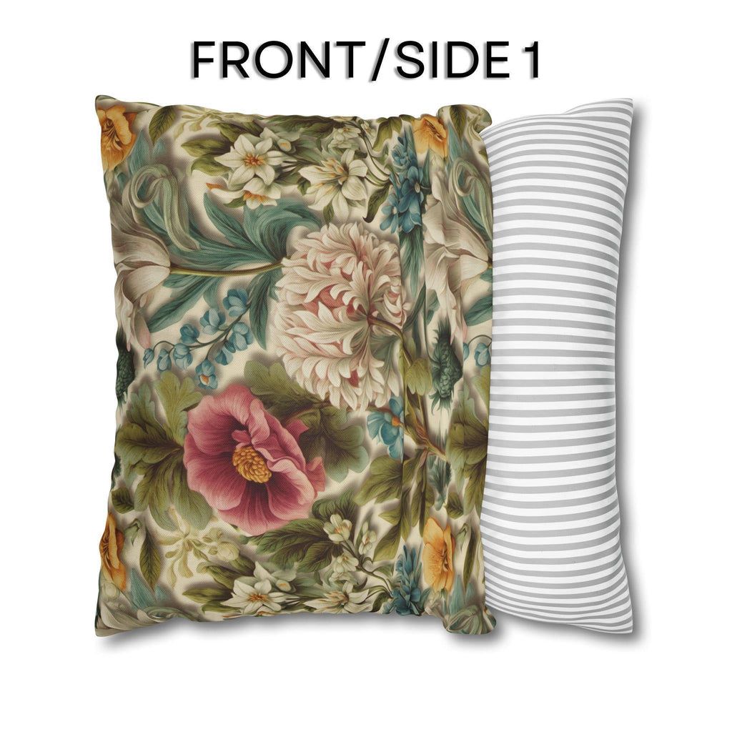 Watercolor Pastel Floral Pillow Cover:  Botanical Spring Garden Sage Pink Blue