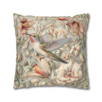 William Morris Hummingbird Pillow Cover: Vintage Style Floral Art, Pastel Green