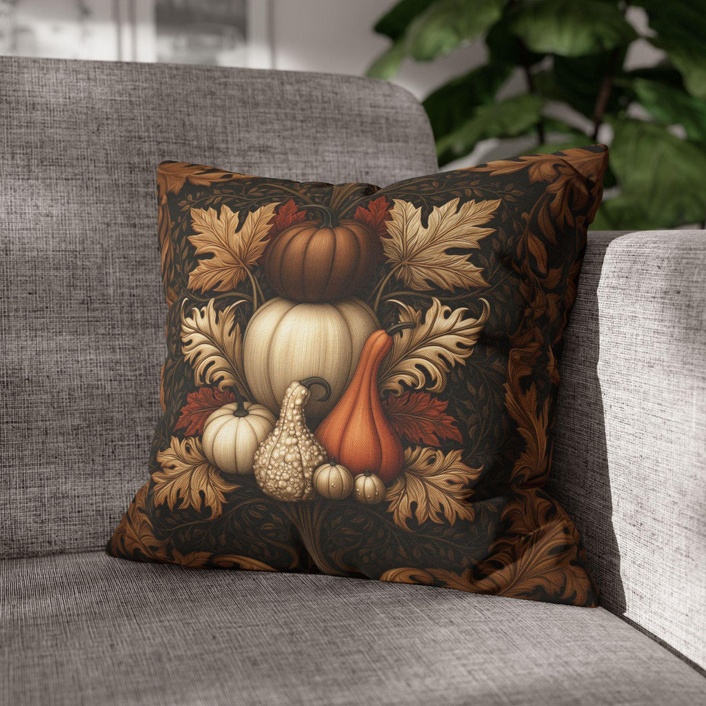 William Morris Inspired Fall Pillow Cover:  Copper, Burnt Orange, Caramel on Dark Brown