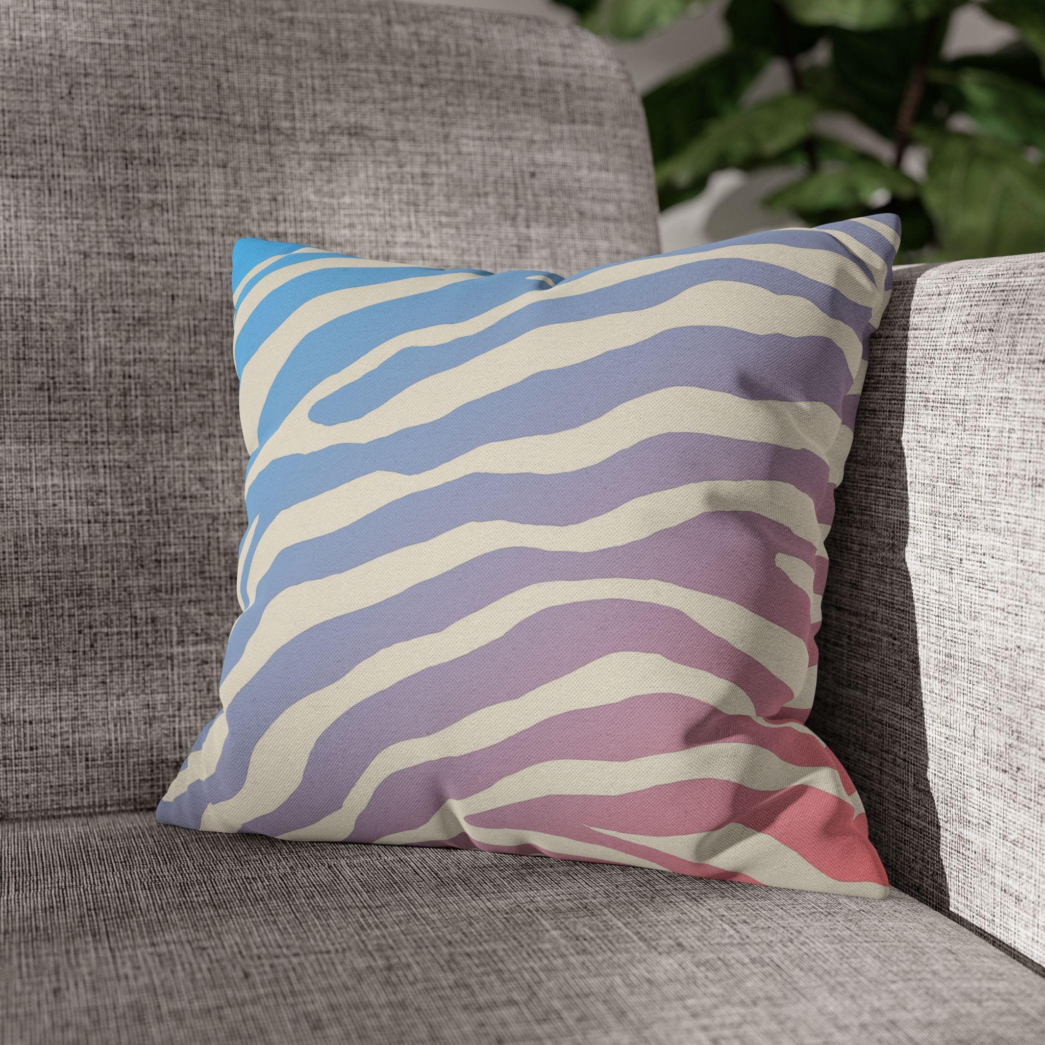 Zebra Stripe Pillow Cover: Cotton Candy Ombre, Pastel Decor