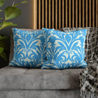 Art Nouveau Pillow Cover: Aqua Blue Floral Throw Pillow