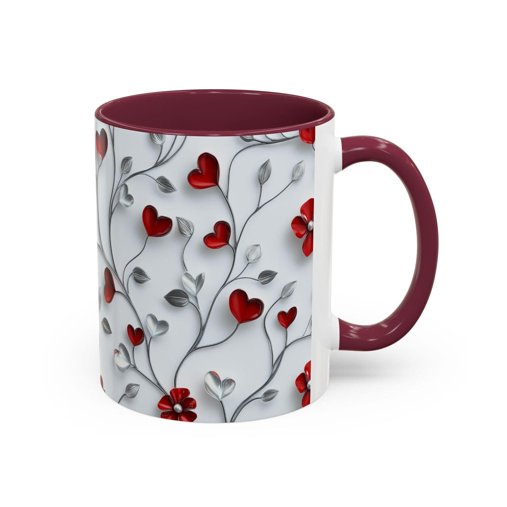 Romantic Valentine's Day Mug: Intertwining Vines Design, Colorful 11oz/15oz Gift for Loved Ones