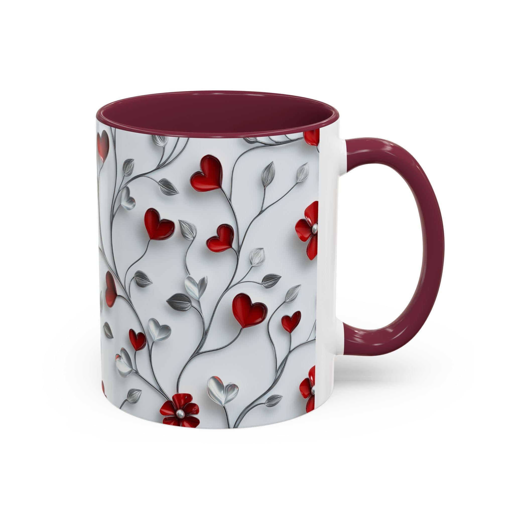 Romantic Valentine's Day Mug: Intertwining Vines Design, Colorful 11oz/15oz Gift for Loved Ones