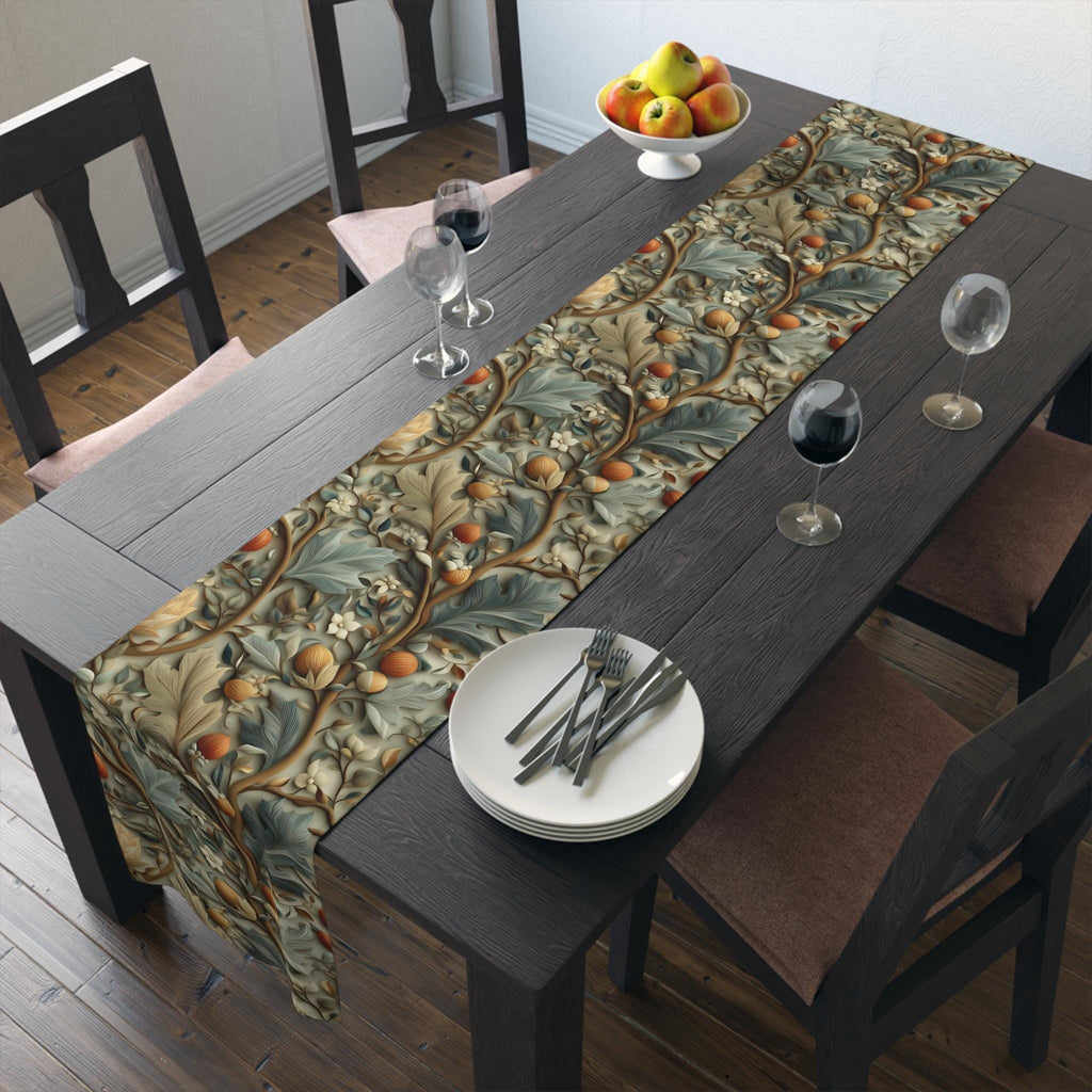 Autumn Table Runner: William Morris Inspired Botanical Vines Tapestry