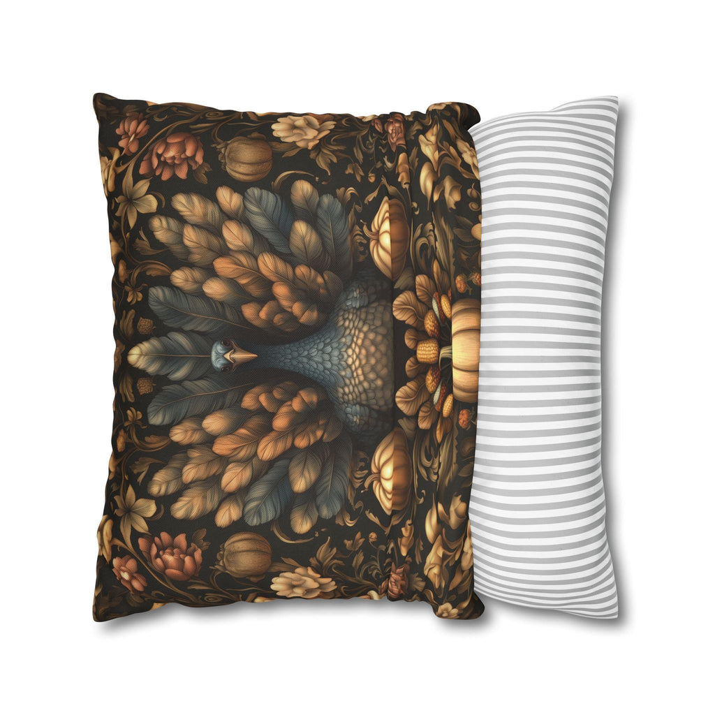 Fall Harvest Turkey Pillow Cover:  William Morris Inspired Botanical Autumn Accent
