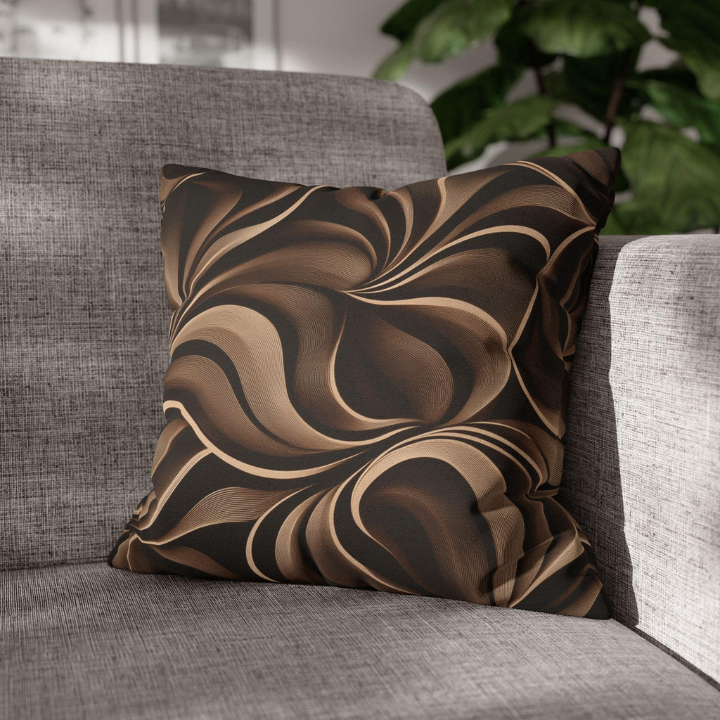 Abstract Mocha Swirl Pillowcase: Modern Ribbon Design for Contemporary Home Accent