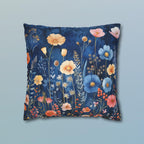 Navy Blue Floral Pillow Cover: Dreamy Garden Accent