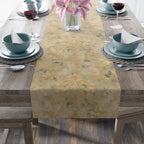 Classic Damask Pattern Table Runner: Soft Antique-Gold and Champagne-Beige