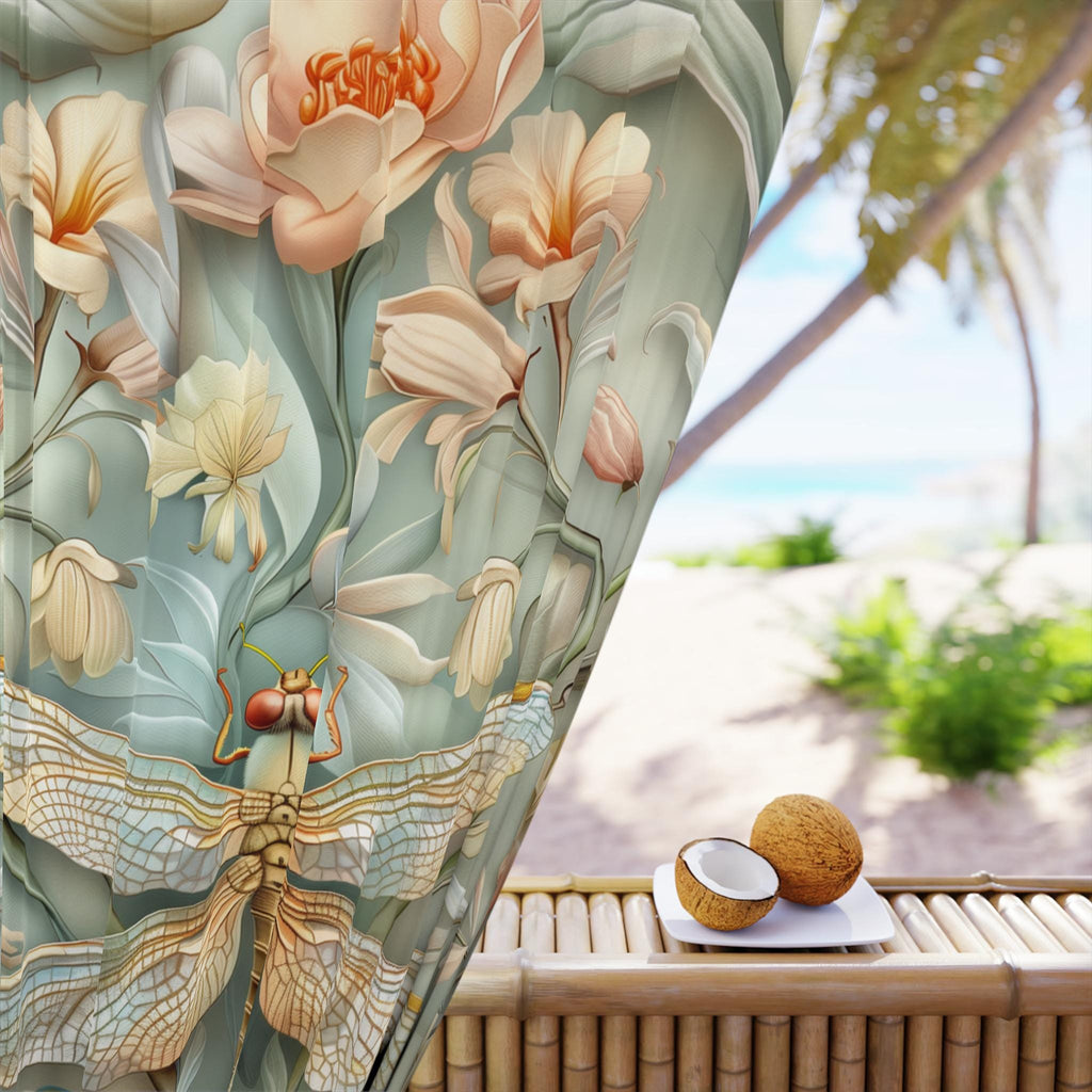 William Morris Dragonfly Window Curtain: Elegant Nature-Inspired Panel with Blue and Gold Wings