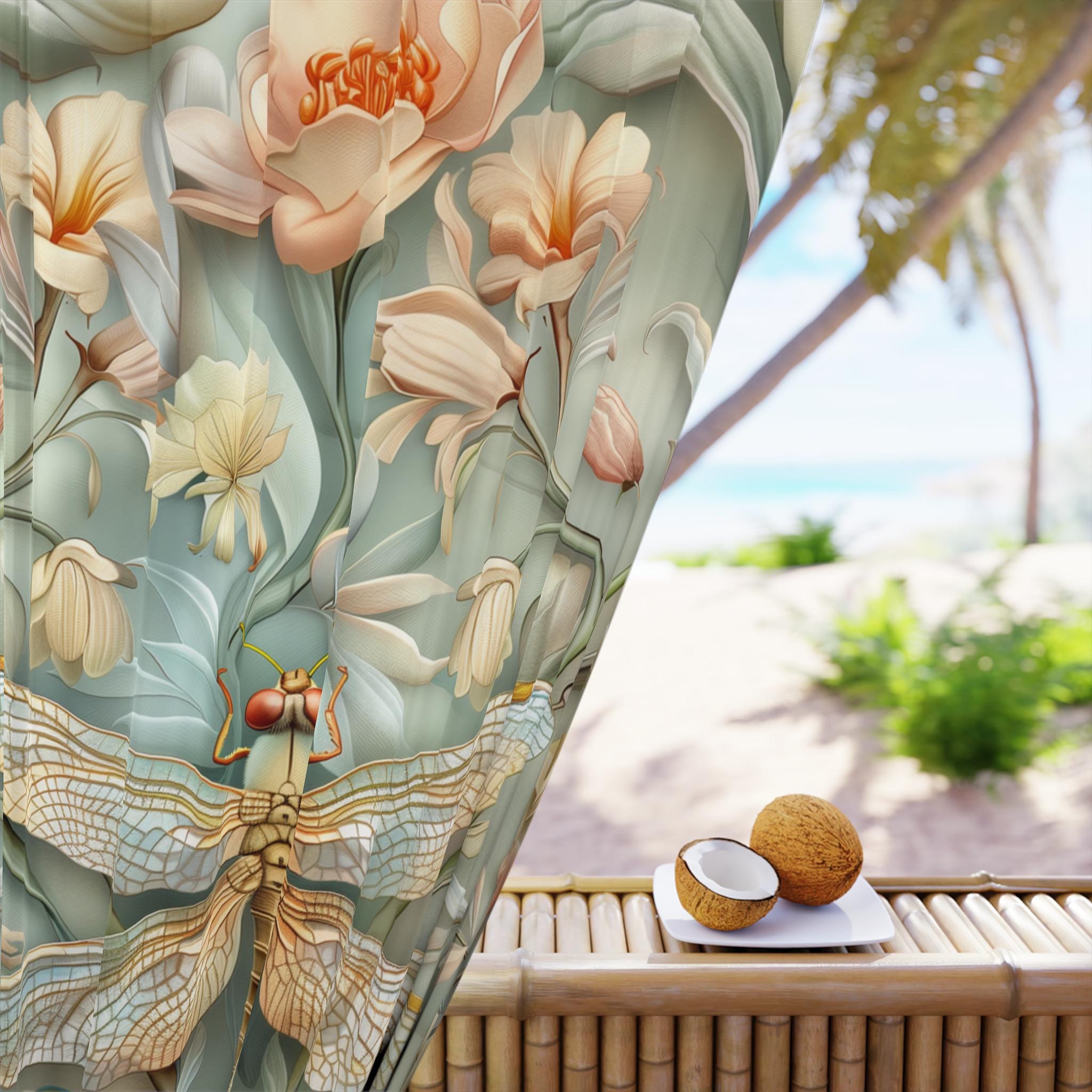 William Morris Dragonfly Window Curtain: Elegant Nature-Inspired Panel with Blue and Gold Wings