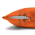 Halloween Chinoiserie Pillow Cover: Bright Orange Five Bats Decor