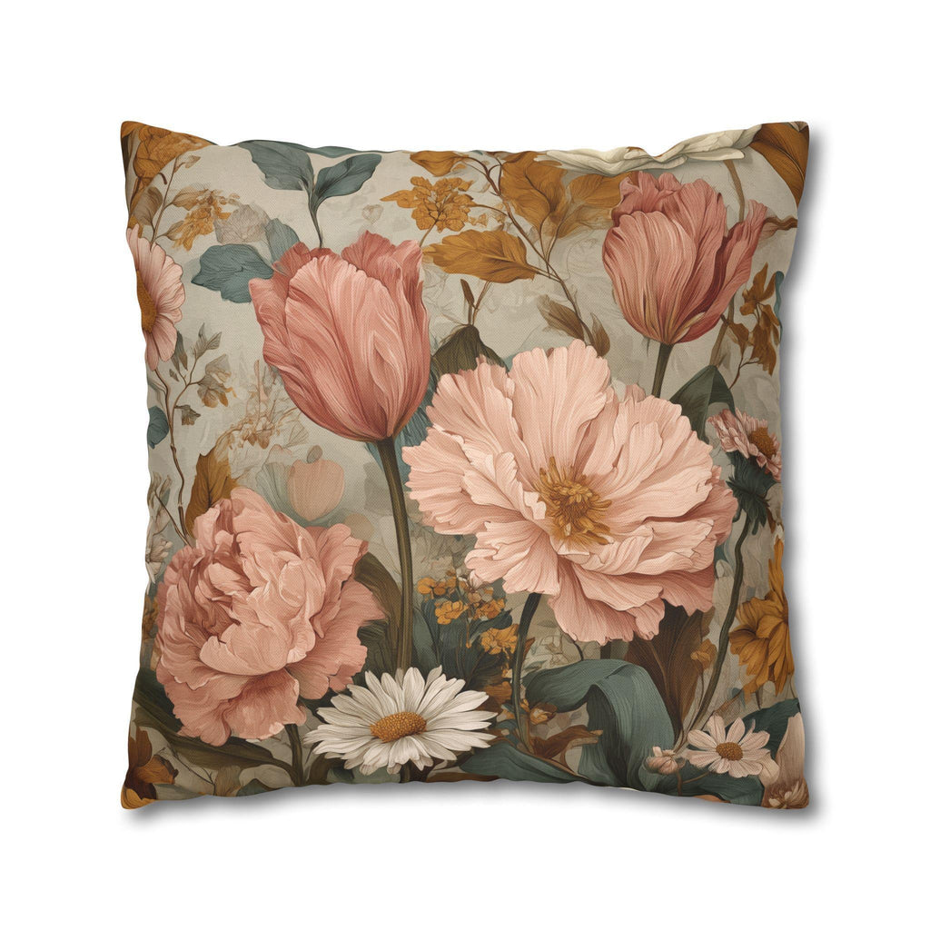 William Morris Inspired Botanical Pillow Cover: Dusty Rose, Sage, Ochre Autumn Accent