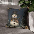 William Morris Inspired Winter Snowman Pillowcase: Festive Christmas Throw Pillow Cover for Holiday Decor