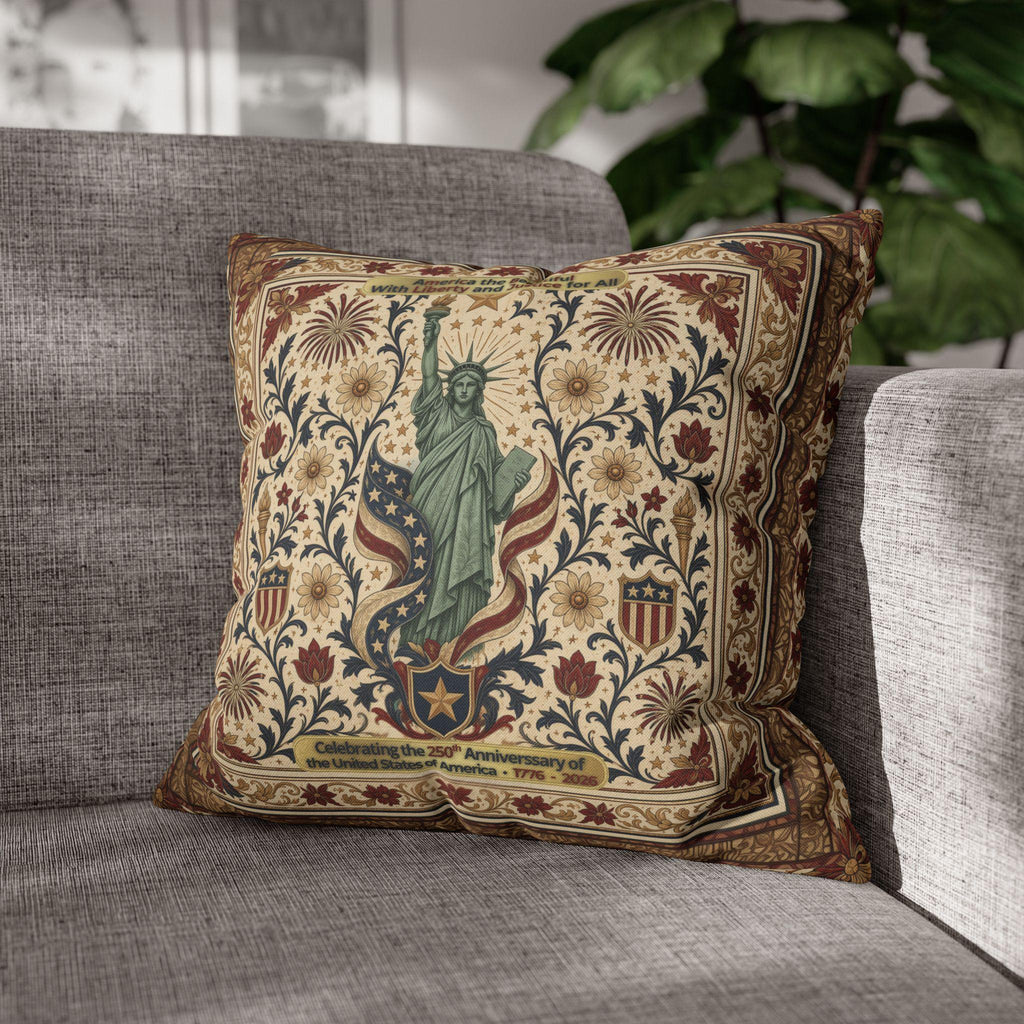 Patriotic Statue of Liberty Pillow Cover: Americana Heritage Design