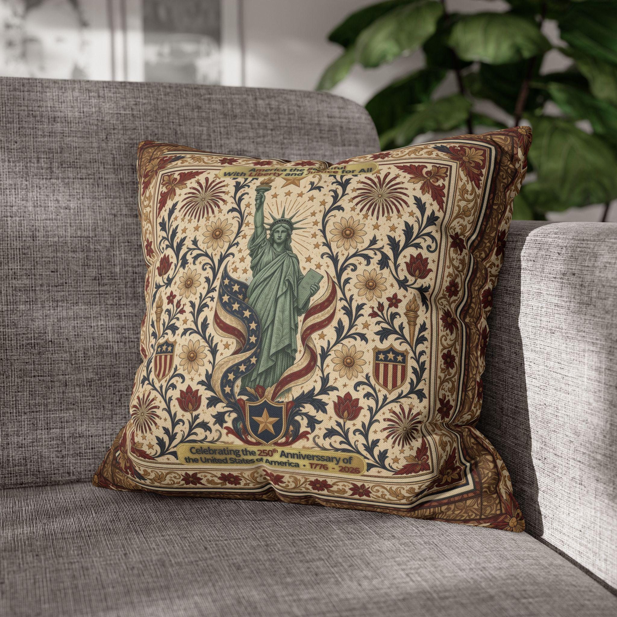 Patriotic Statue of Liberty Pillow Cover: Americana Heritage Design