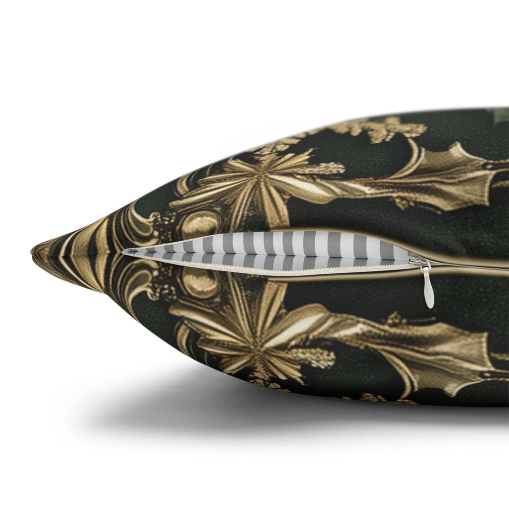 Festive Poinsettia Square Pillow Cover: Elegant Christmas Home Decor for Winter Comfort