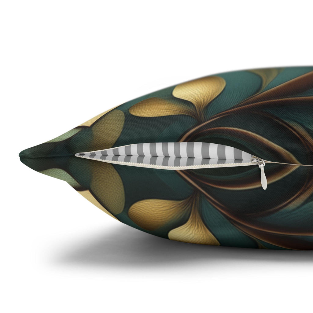 Luxurious William Morris Inspired Floral Pillowcase: Green & Gold Botanical Square Cushion Cover