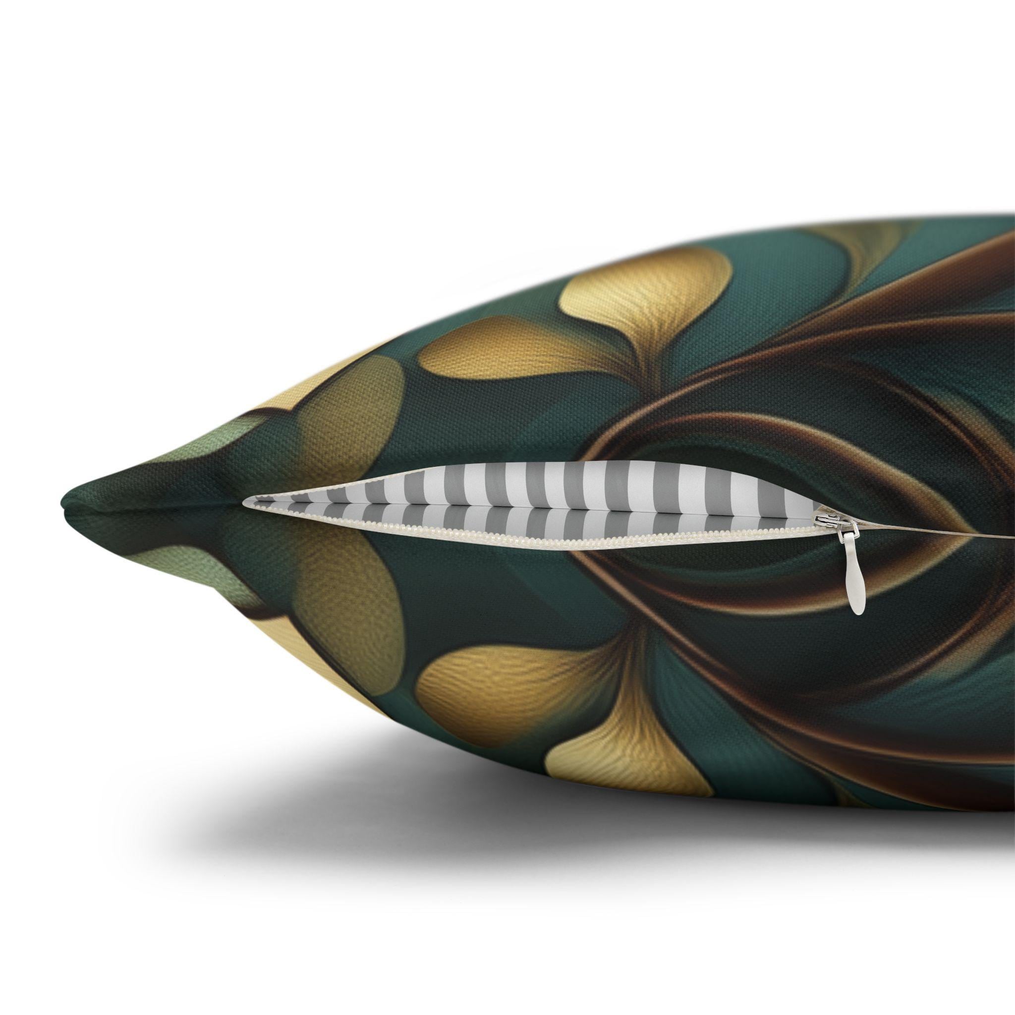 Luxurious William Morris Inspired Floral Pillowcase: Green & Gold Botanical Square Cushion Cover