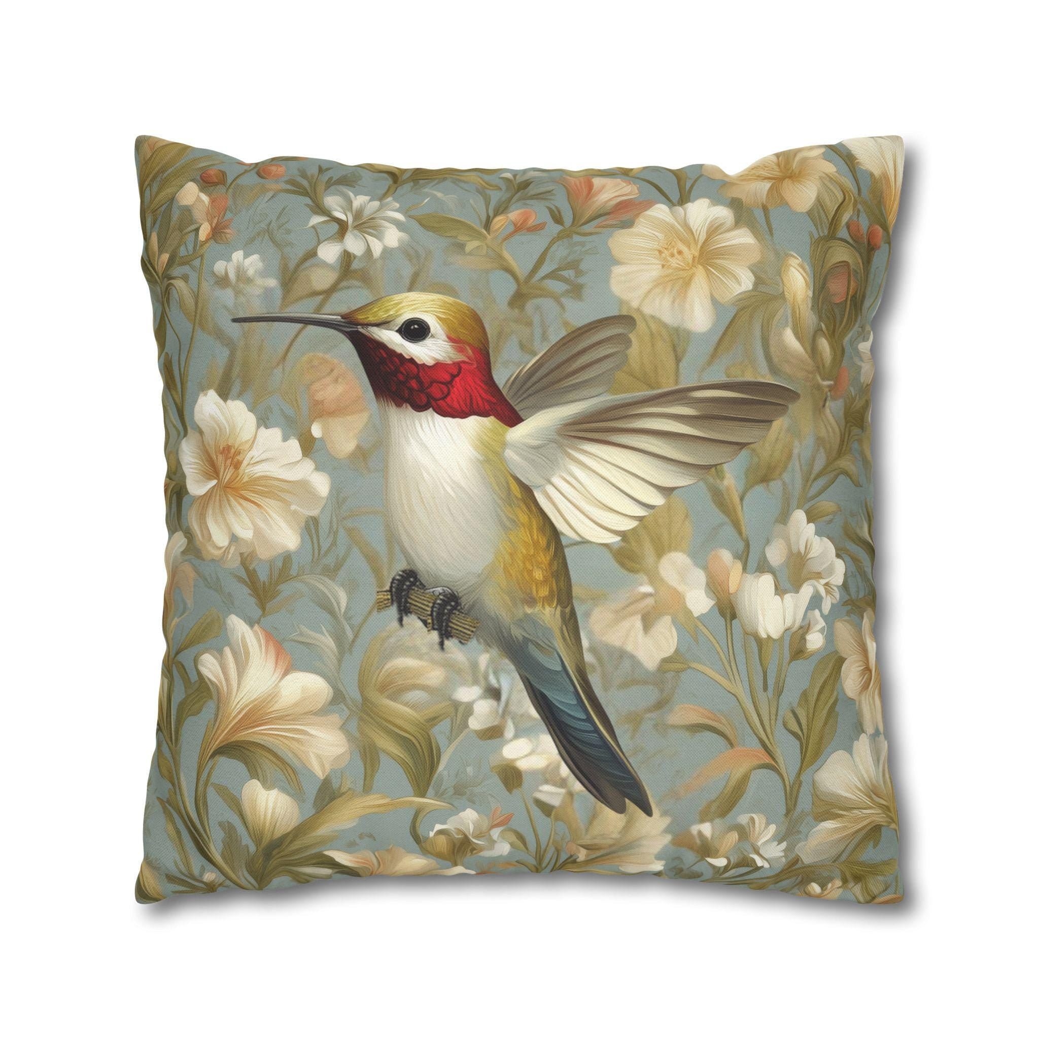 William Morris Hummingbird Pillow Cover: Arts & Crafts Floral Cushion