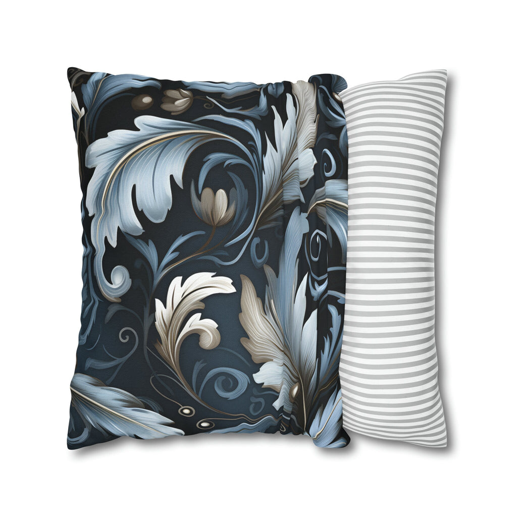 Blue Autumn Leaves Pillow Cover, Floral Pillowcase