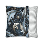 Blue Autumn Leaves Pillow Cover, Floral Pillowcase