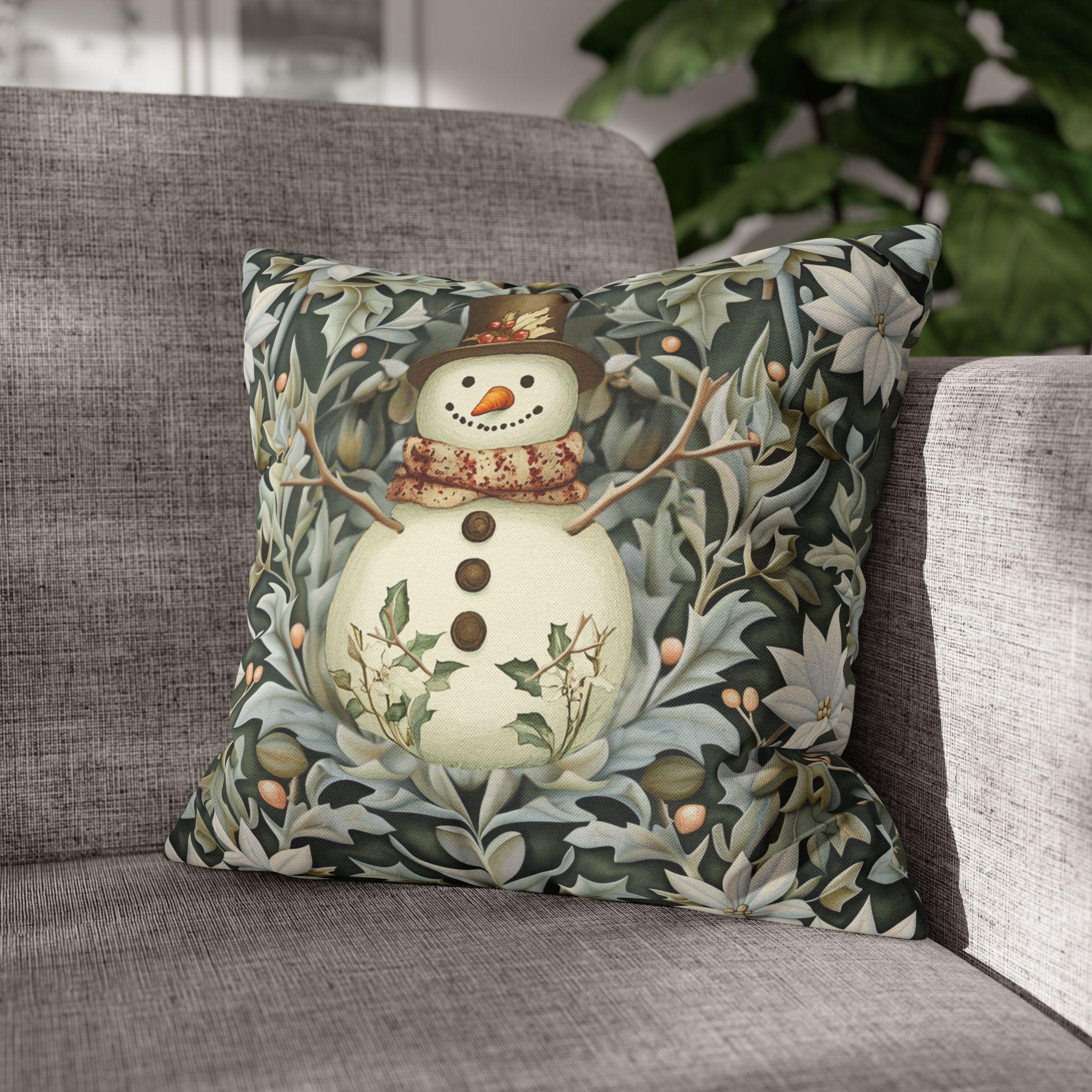 William Morris Snowman Pillow Cover: Holiday Home Decor