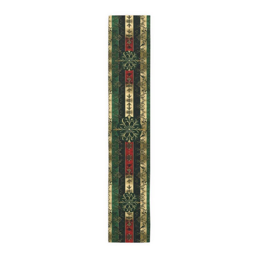 Christmas Table Runner: Festive Holiday Dining Decor with Ornate Leaf Design for Winter Entertaining