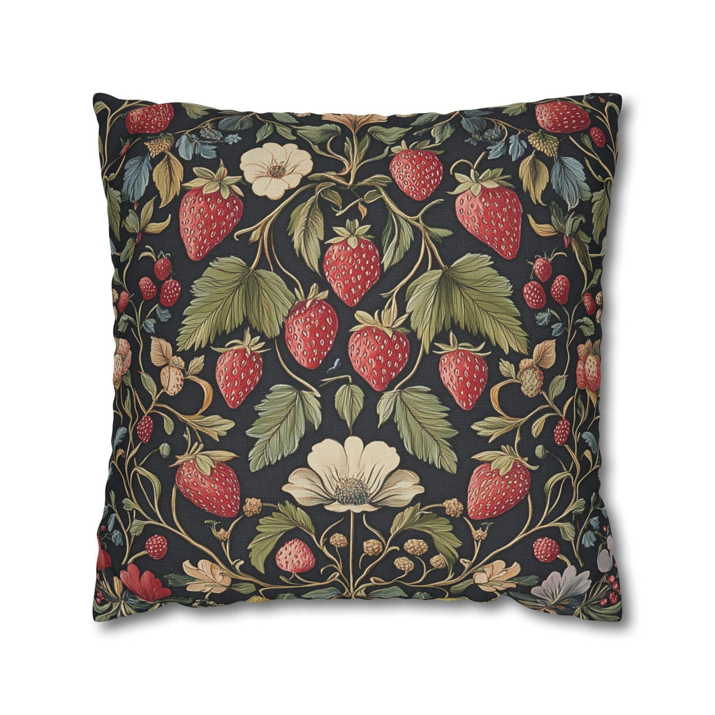 William Morris Inspired Strawberry Thief Pillow Cover: Modern Floral Farmhouse Decor Pillowcase