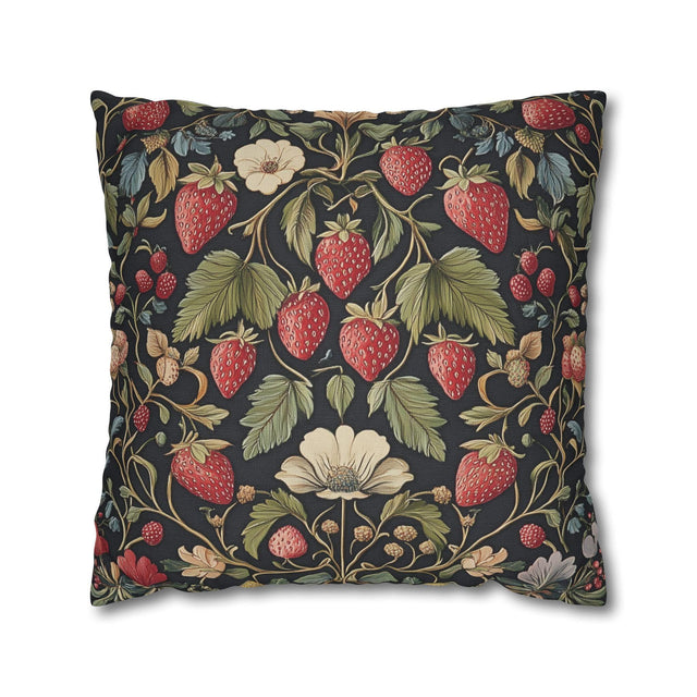 William Morris Inspired Strawberry Thief Pillow Cover: Modern Floral Farmhouse Decor Pillowcase