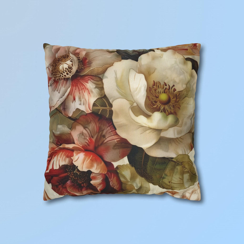 Classic Floral Accent Pillow Cover Rich Warm Tones Nature-Inspired Home Decor
