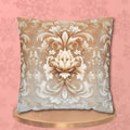 Luxurious Damask Floral Pillowcase: Ivory-Caramel Gradient Scrollwork Design, Elegant Soft Decor Accent