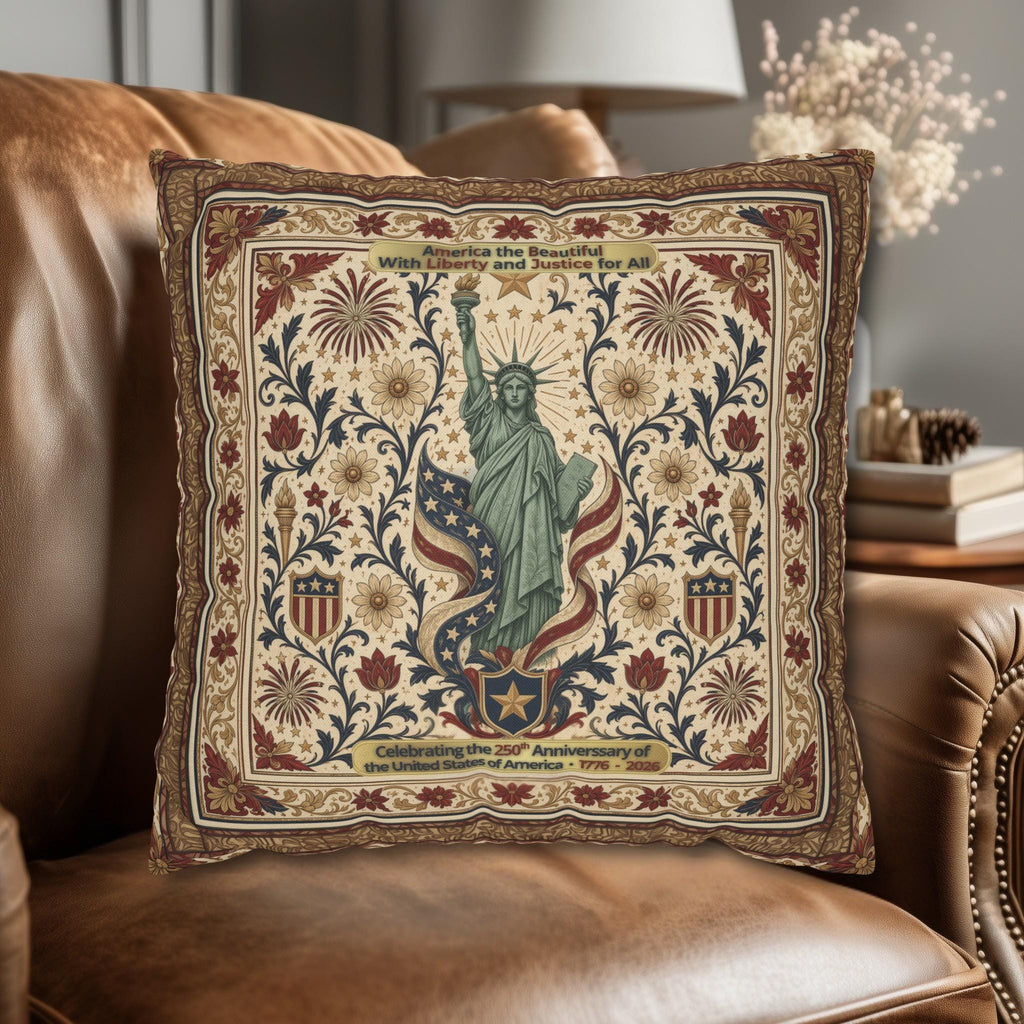 Patriotic Statue of Liberty Pillow Cover: Americana Heritage Design