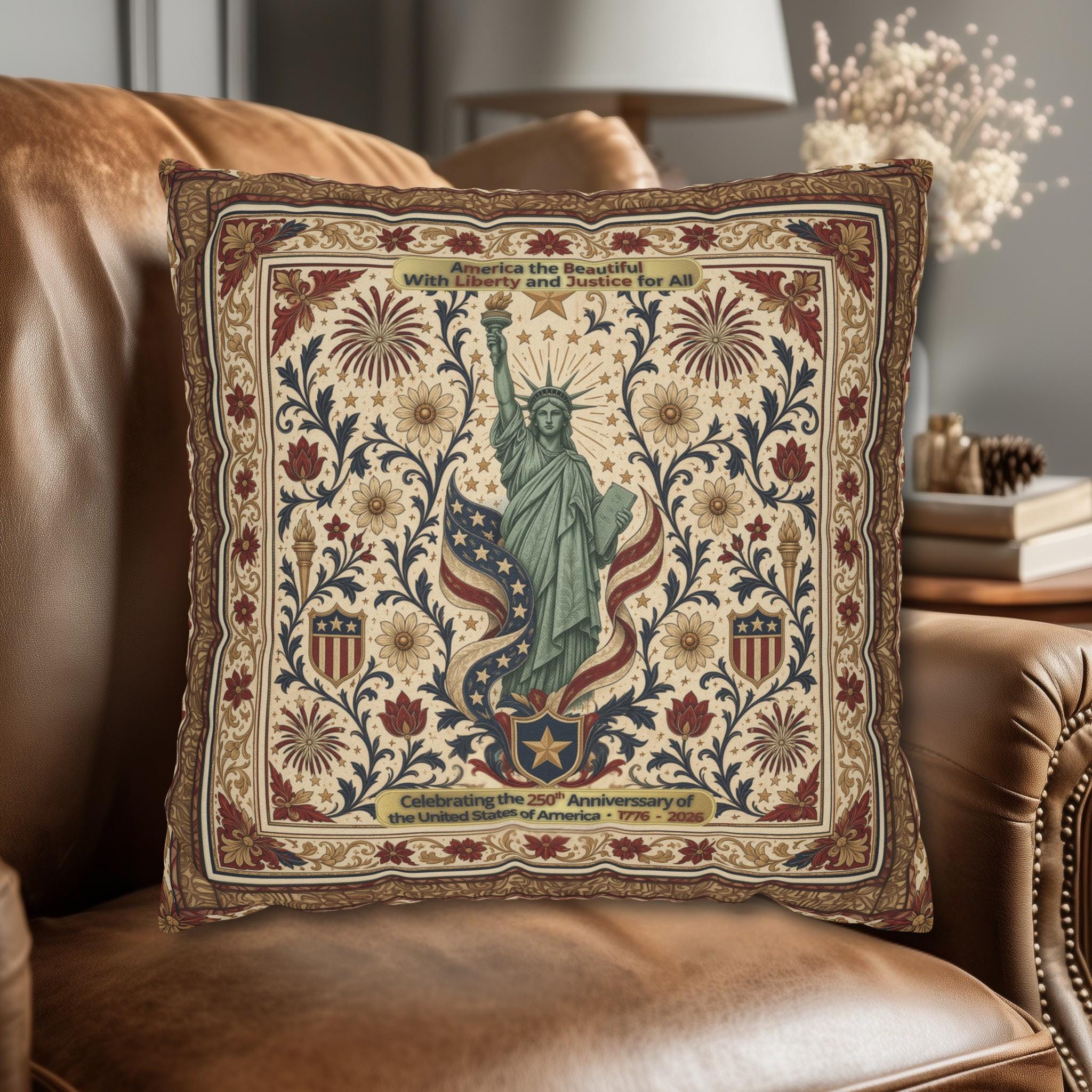 Patriotic Statue of Liberty Pillow Cover: Americana Heritage Design