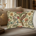 William Morris Hummingbird Lumbar Pillow: Vintage Style Botanical Bird Floral Accent