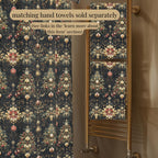 Luxe Christmas Tree Fabric Shower Curtain: Gold, Red & Green Holiday Decor