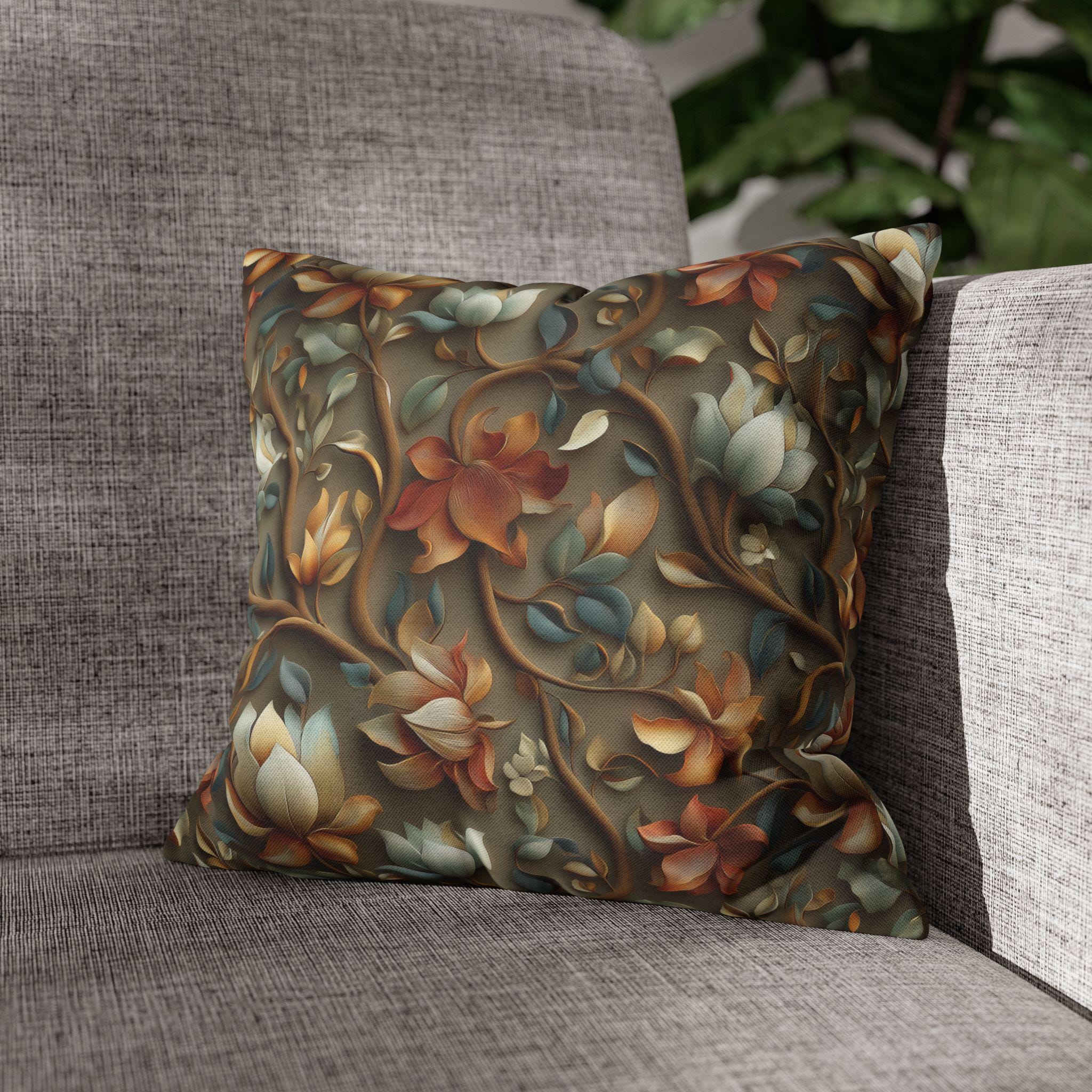 Vintage-Inspired Autumn Floral Pillow Cover: William Morris Style Tapestry Home Accent
